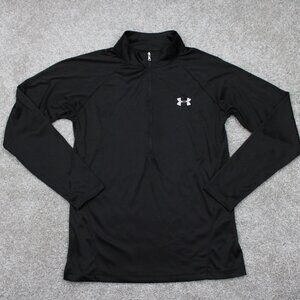 Under Armour Tech Twist Sweatshirt Women Medium Black Loose Fit Heatgear 1/2 Zip